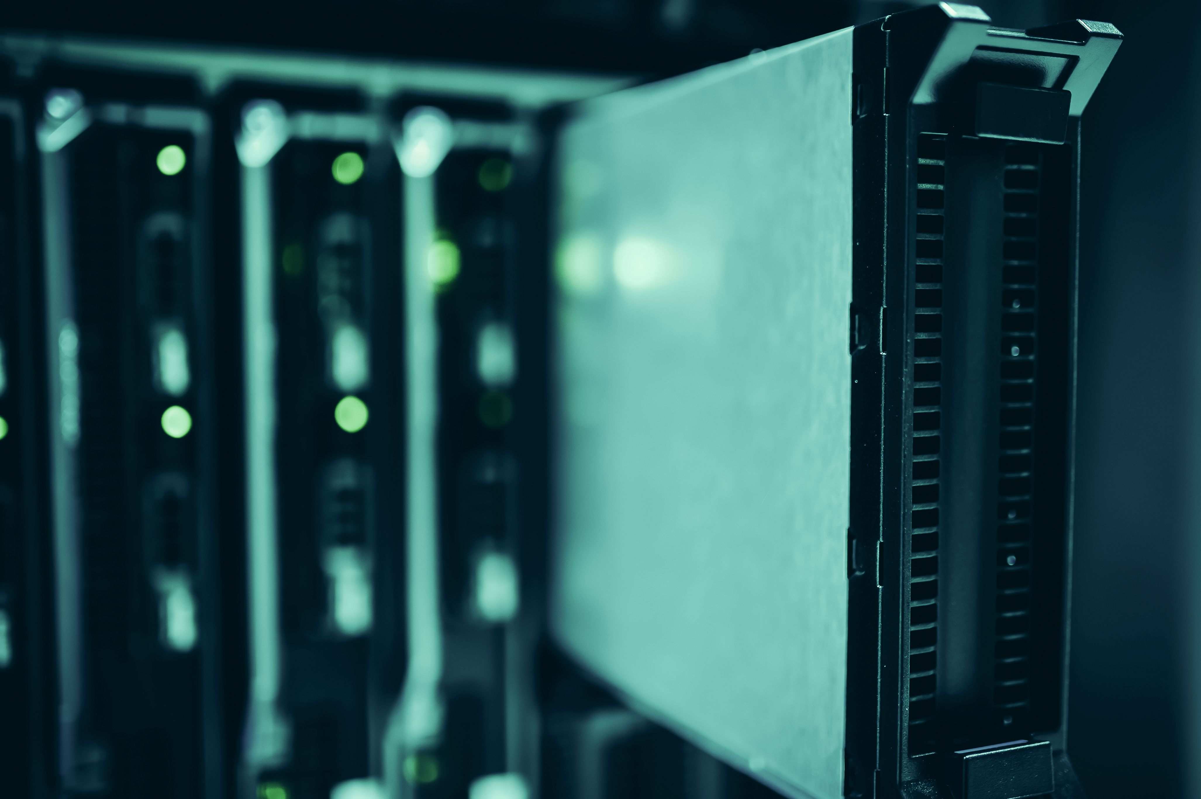 Network equipment with connected cabling in a rack, technology infrastructure equipment
